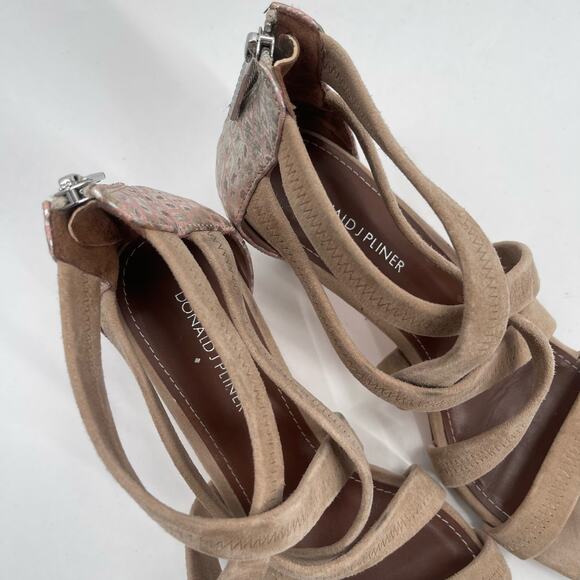 DONALD J PLINER Vida Heels Size 8.5 Shoes Suede Metallic Reptile Zipper Heel - Picture 5 of 16